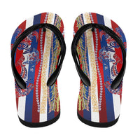 Hawaiian Sea Animals Flip Flops with Lei and Flag Style