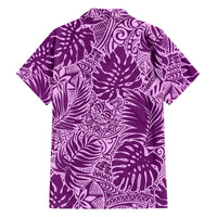 Polynesian Pride Matching Tropical Couple Outfits Hawaii Palm Leaf Purple Bodycon Dress And Hawaii Shirt - Polynesian Pride