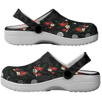 Hawaiian Taro Leaves-Hibiscus and Plumeria Clogs Shoes Floral Tribal Tattoo Motif LT03 - Polynesian Pride