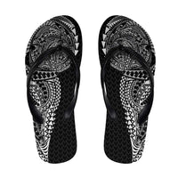 Hawaiian Traditional Tattoos Flip Flops Kakau Tribal Tropical Plant Motif Black Color