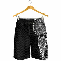 Hawaiian Traditional Tattoos Shorts for Men Kakau Tribal Tropical Plant Motif Black Color LT03 - Polynesian Pride
