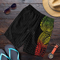 Hawaiian Traditional Tattoos Shorts for Men Kakau Tribal Tropical Plant Motif Kanaka Maoli Flag Color Inspired LT03 Multicolor - Polynesian Pride