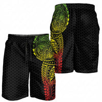 Hawaiian Traditional Tattoos Shorts for Men Kakau Tribal Tropical Plant Motif Kanaka Maoli Flag Color Inspired LT03 - Polynesian Pride