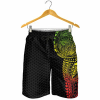 Hawaiian Traditional Tattoos Shorts for Men Kakau Tribal Tropical Plant Motif Kanaka Maoli Flag Color Inspired LT03 - Polynesian Pride