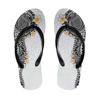 Hawaiian Tribal Tattoo and Plumeria Flip Flops Polynesian Pattern White Color