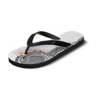 Hawaiian Tribal Tattoo and Plumeria Flip Flops Polynesian Pattern White Color