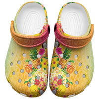 Hawaiian Tropical Fruits and Plants Clogs Shoes Kakau Pattern Summer Vibe