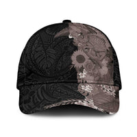 Hawaiian Tropical Plants and Chameleon Classic Cap Polynesian Art Grayscale LT03