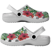 Hawaiian Tropical Plants Clogs Shoes Kakau Tattoo and Polynesian Pattern Half Black White LT03 - Polynesian Pride