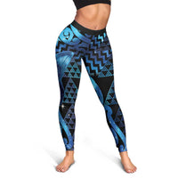 Humpback Whale Matariki New Zealand Leggings NZ Maori Paikea Poutama Luxury Blue