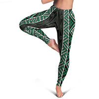 Jade Tukutuku Pattern Aotearoa Leggings Niho Taniwha and Puhoro Motifs LT7
