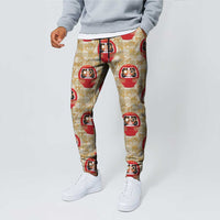 Japanese Daruma Doll Jogger Pants Palaka With Seamless Bamboo Pattern LT14 - Polynesian Pride