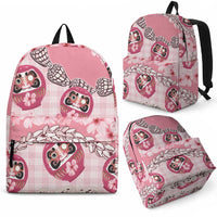 Japanese Daruma Doll Palaka Backpack Cherry Blossoms With Shell Lei LT14 - Polynesian Pride