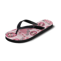 Japanese Daruma Doll Palaka Flip Flops Cherry Blossoms With Shell Lei LT14 - Polynesian Pride