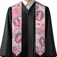 Japanese Daruma Doll Palaka Graduation Stole Cherry Blossoms With Shell Lei LT14 - Polynesian Pride