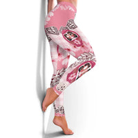 Japanese Daruma Doll Palaka Leggings Cherry Blossoms With Shell Lei LT14 - Polynesian Pride