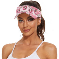 Japanese Daruma Doll Palaka Sun Visor Cap Cherry Blossoms With Shell Lei LT14 - Polynesian Pride