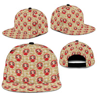 Japanese Daruma Doll Snapback Cap Palaka With Seamless Bamboo Pattern LT14 - Polynesian Pride