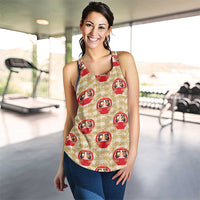 Japanese Daruma Doll Women Racerback Tank Palaka With Seamless Bamboo Pattern LT14 - Polynesian Pride