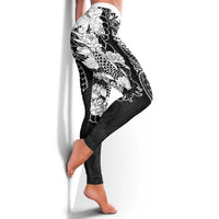 Japanese Irezumi and Hawaiian Polynesian Art Tattoo Leggings Black Color - Polynesian Pride
