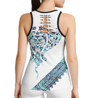 Kahui Whetu Paua Shell Kowhaiwhai Taniko Personalised Hollow Tank Top Manta Ray Shark-Turtle Maori Tribal Style