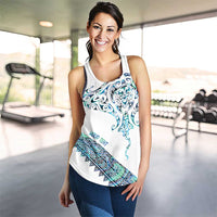 Kahui Whetu Paua Shell Kowhaiwhai Taniko Personalised Women Racerback Tank Manta Ray Shark-Turtle Maori Tribal Style