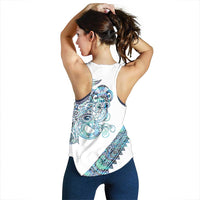 Kahui Whetu Paua Shell Kowhaiwhai Taniko Personalised Women Racerback Tank Taniwha Maori Tribal Style