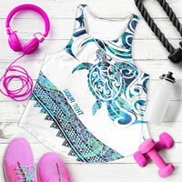 Kahui Whetu Paua Shell Kowhaiwhai Taniko Personalised Women Racerback Tank Turtle Tattoo Maori Tribal Style