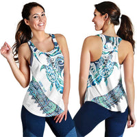 Kahui Whetu Paua Shell Kowhaiwhai Taniko Personalised Women Racerback Tank Turtle Tattoo Maori Tribal Style