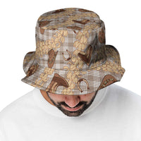 Khaki Palaka Hawaii Cowboy Bucket Hat Puakenikeni Lei Paniolo Papale Seamless Vibes - Polynesian Pride