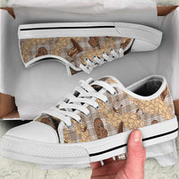 Khaki Palaka Hawaii Cowboy Low Top Shoes Puakenikeni Lei Paniolo Papale Seamless Vibes - Polynesian Pride