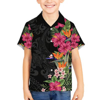 Hawaii Flowers Tribal Pattern Family Matching Long Sleeve Bodycon Dress and Hawaiian Shirt LT9 - Polynesian Pride