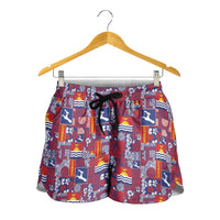 Kiribati Tekeraoi n te Kiritimati Shorts for Women Pacific Patchwork Xmas Vibes - Polynesian Pride