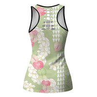 Leaf Green Hawaii Anthurium Plumeria Lei Hollow Tank Top