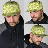 Lime Green Hawaii Kalo Palaka Motifs Snapback Cap Hawaiian Taro Leaves Elegant Vibes