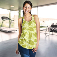 Lime Green Hawaii Kalo Palaka Motifs Women Racerback Tank Hawaiian Taro Leaves Elegant Vibes LT14 - Polynesian Pride