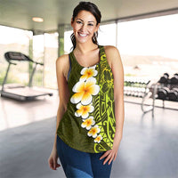 Lime Green Polynesia Women Racerback Tank Plumeria Tropical Leaves With Galaxy Polynesian Art - Polynesian Pride