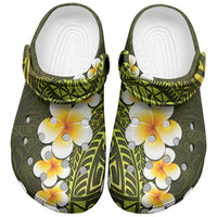 Lime Green Tropical Plumeria With Galaxy Polynesian Art Clogs Shoes