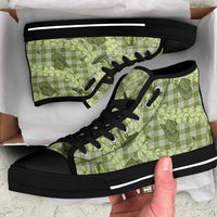 Lime Palaka Hawaii Cowboy High Top Shoes Puakenikeni Lei Paniolo Papale Seamless Vibes - Polynesian Pride