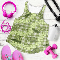 Lime Palaka Hawaii Cowboy Women Racerback Tank Puakenikeni Lei Paniolo Papale Seamless Vibes - Polynesian Pride