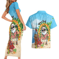Personalized Hawaii Golf Christmas Couples Matching Short Sleeve Bodycon Dress and Hawaiian Shirt Mele Kalikimaka Funny Golfer Santa LT01 - Polynesian Pride