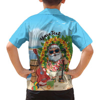 Personalized Hawaii Golf Christmas Family Matching Long Sleeve Bodycon Dress and Hawaiian Shirt Mele Kalikimaka Funny Golfer Santa - Polynesian Pride