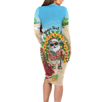 Personalized Hawaii Golf Christmas Family Matching Long Sleeve Bodycon Dress and Hawaiian Shirt Mele Kalikimaka Funny Golfer Santa LT01 - Polynesian Pride