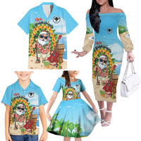 Personalized Hawaii Golf Christmas Family Matching Off The Shoulder Long Sleeve Dress and Hawaiian Shirt Mele Kalikimaka Funny Golfer Santa - Polynesian Pride