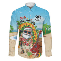 Personalized Hawaii Golf Christmas Family Matching Short Sleeve Bodycon Dress and Hawaiian Shirt Mele Kalikimaka Funny Golfer Santa LT01 Dad's Shirt - Long Sleeve Blue - Polynesian Pride