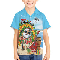Personalized Hawaii Golf Christmas Family Matching Short Sleeve Bodycon Dress and Hawaiian Shirt Mele Kalikimaka Funny Golfer Santa LT01 Son's Shirt Blue - Polynesian Pride