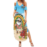 Personalized Hawaii Golf Christmas Family Matching Summer Maxi Dress and Hawaiian Shirt Mele Kalikimaka Funny Golfer Santa - Polynesian Pride