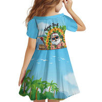 Personalized Hawaii Golf Christmas Kid Short Sleeve Dress Mele Kalikimaka Funny Golfer Santa - Polynesian Pride
