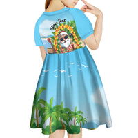 Personalized Hawaii Golf Christmas Kid Short Sleeve Dress Mele Kalikimaka Funny Golfer Santa - Polynesian Pride