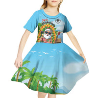 Personalized Hawaii Golf Christmas Kid Short Sleeve Dress Mele Kalikimaka Funny Golfer Santa - Polynesian Pride